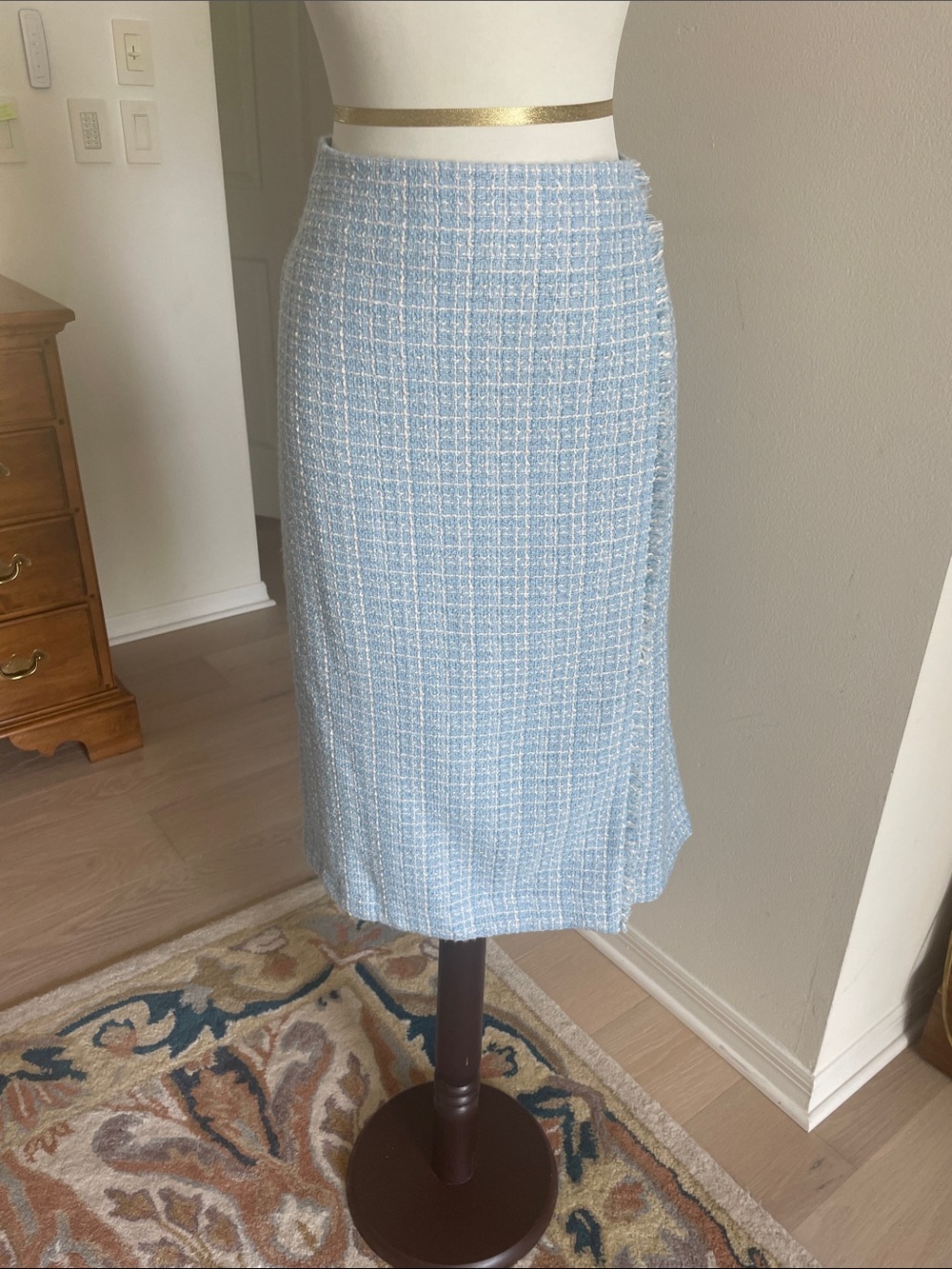 Ann Taylor Light Blue Tweed Pencil Skirt